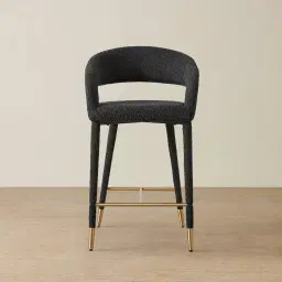 Moulin Black Boucle 66cm Counter Stool - Brushed Gold Legs