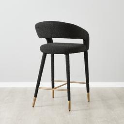 Moulin Black Boucle 66cm Counter Stool - Brushed Gold Legs
