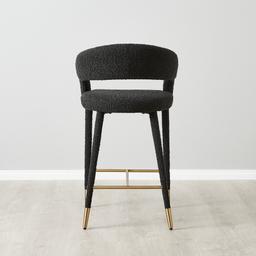 Moulin Black Boucle 66cm Counter Stool - Brushed Gold Legs