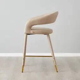 Moulin Sand Beige Vegan Leather 66cm Counter Stool - Polished Gold Legs