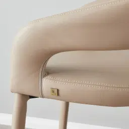 Moulin Sand Beige Vegan Leather 66cm Counter Stool - Polished Gold Legs