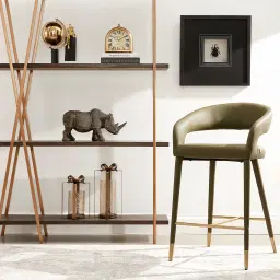 Moulin Sand Beige Vegan Leather 66cm Counter Stool - Polished Gold Legs