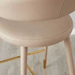 Moulin Sand Beige Vegan Leather 66cm Counter Stool - Polished Gold Legs