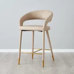 Moulin Sand Beige Vegan Leather 66cm Counter Stool - Polished Gold Legs