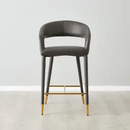 Moulin Smoke Grey Vegan Leather 66cm Counter Stool - Polished Gold Legs