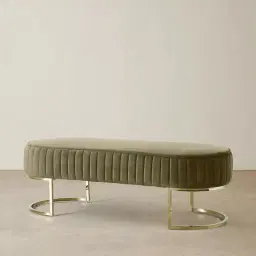 Hilda II Olive Green Velvet Ottoman