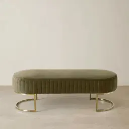 Hilda II Olive Green Velvet Ottoman