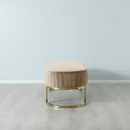 Hilda II Beige Velvet Ottoman