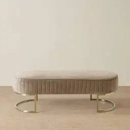 Hilda II Beige Velvet Ottoman