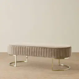 Hilda II Beige Velvet Ottoman
