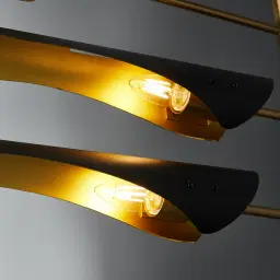 Ellis Brushed Gold Metal Chandelier Black Metal Shade