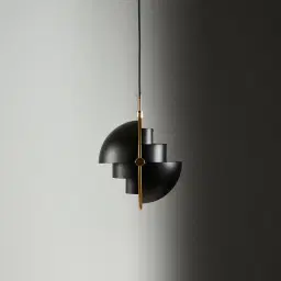 Selene Brushed Gold Metal Chandelier - 28 cm Black Metal Shade