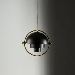 Selene Brushed Gold Metal Chandelier - 28 cm Black Metal Shade