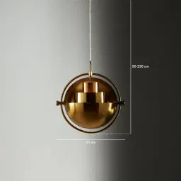 Selene Brushed Gold Metal Pendant Light - 28cm Brushed Gold Metal Shade