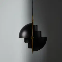 Selene Brushed Gold Metal Chandelier - 38 cm Black Metal Shade