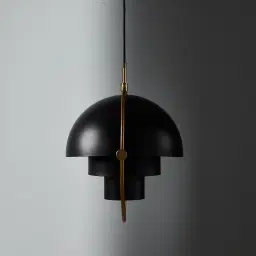 Selene Brushed Gold Metal Chandelier - 38 cm Black Metal Shade