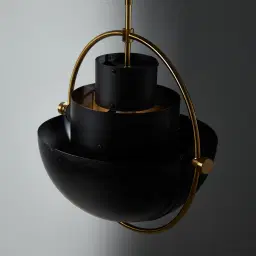 Selene Brushed Gold Metal Chandelier - 38 cm Black Metal Shade