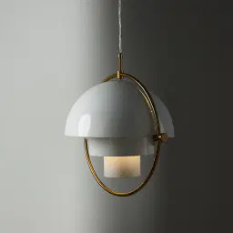 Selene Brushed Gold Metal Chandelier 38cm White Metal Shade