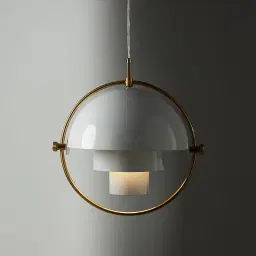 Selene Brushed Gold Metal Chandelier 38cm White Metal Shade