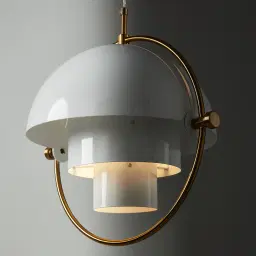 Selene Brushed Gold Metal Chandelier 38cm White Metal Shade