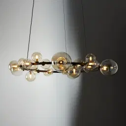 Bubbles Transparent Glass Chandelier- Frosted Black Metal Body