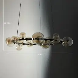 Bubbles Transparent Glass Chandelier- Frosted Black Metal Body