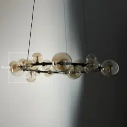 Bubbles Transparent Glass Chandelier- Frosted Black Metal Body