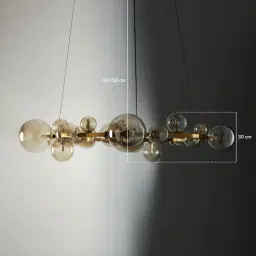 Bubbles Transparent Glass Chandelier - Brushed Gold Metal Body