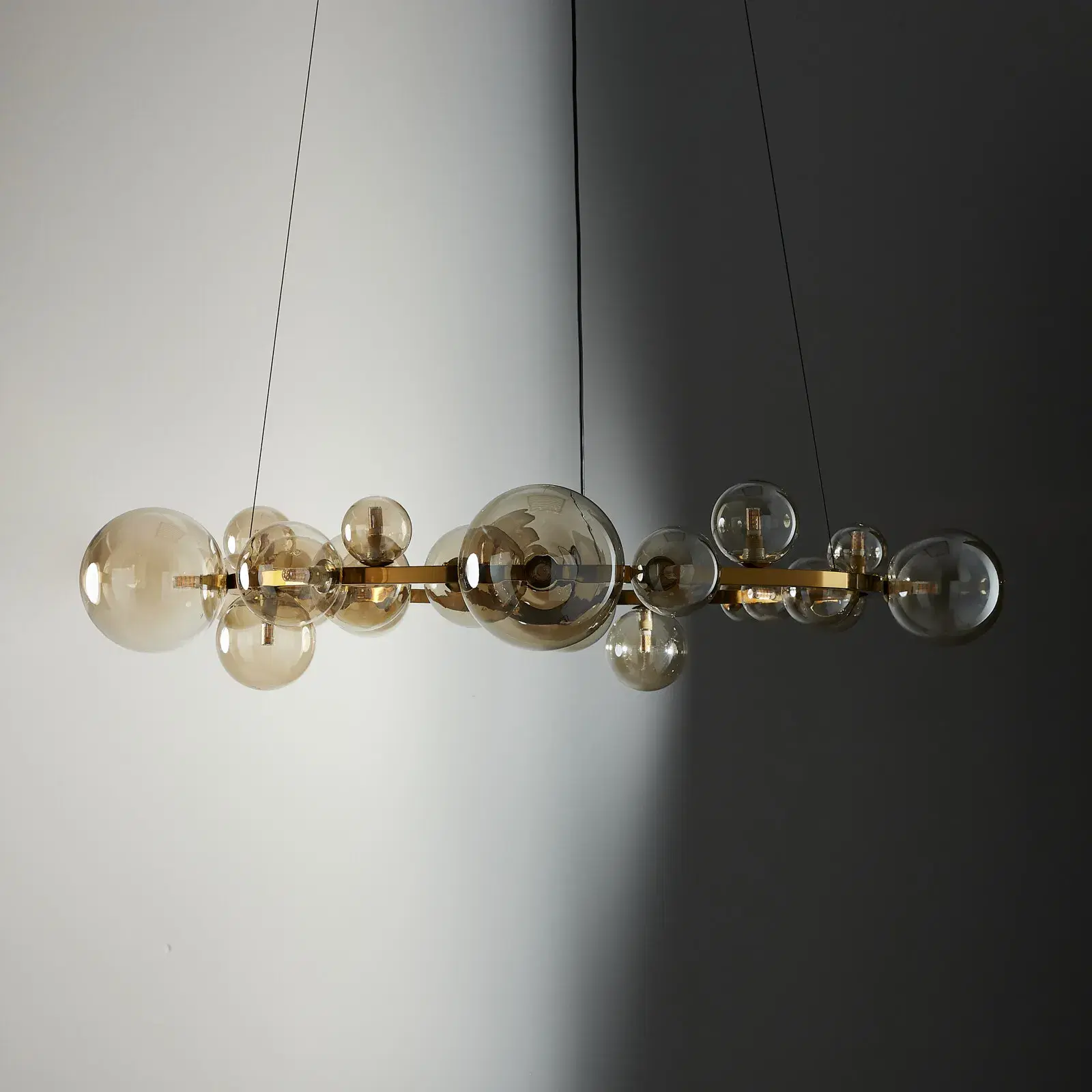 Bubbles Transparent Glass Chandelier - Brushed Gold Metal Body | Koala ...