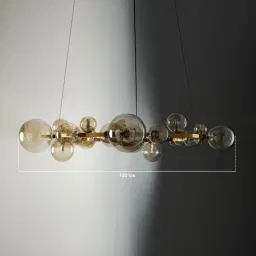 Bubbles Transparent Glass Chandelier - Brushed Gold Metal Body
