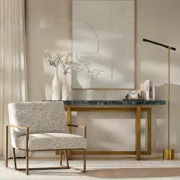 Kaia Brushed Gold Metal Floor Lamp Walnut Metal Shade