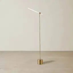 Kaia Brushed Gold Metal Floor Lamp White Frosted Metal Shade