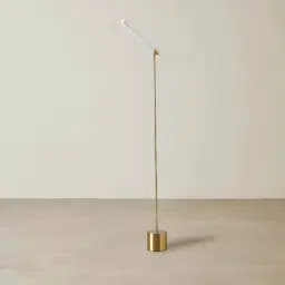 Kaia Brushed Gold Metal Floor Lamp White Frosted Metal Shade