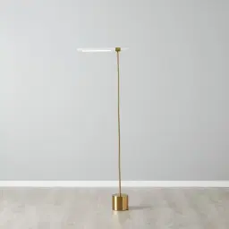 Kaia Brushed Gold Metal Floor Lamp White Frosted Metal Shade