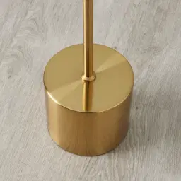 Kaia Brushed Gold Metal Table Lamp Walnut Metal Shade