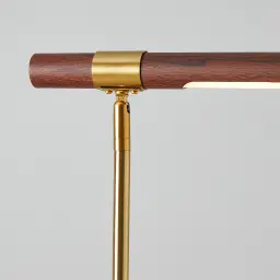 Kaia Brushed Gold Metal Table Lamp Walnut Metal Shade