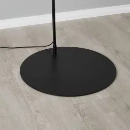 Halo Black Metal Floor Lamp-Brushed Gold Metal Ring