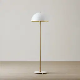 Diana Brushed Gold Metal Floor Lamp White Metal Shade