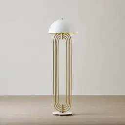 Diana Brushed Gold Metal Floor Lamp White Metal Shade