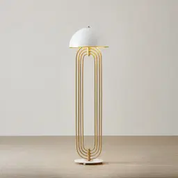 Diana Brushed Gold Metal Floor Lamp White Metal Shade