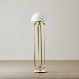 Diana Brushed Gold Metal Floor Lamp White Metal Shade