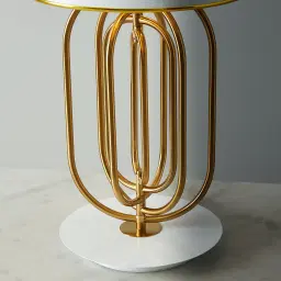 Diana Brushed Gold Metal Table Lamp White Metal Shade