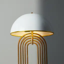 Diana Brushed Gold Metal Table Lamp White Metal Shade