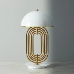 Diana Brushed Gold Metal Table Lamp White Metal Shade