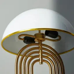 Diana Brushed Gold Metal Table Lamp White Metal Shade