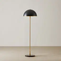 Diana Brushed Gold Metal Floor Lamp Black Metal Shade