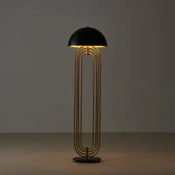 Diana Brushed Gold Metal Floor Lamp Black Metal Shade