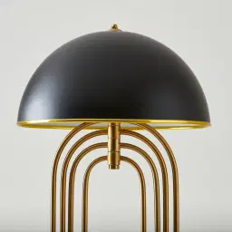 Diana Brushed Gold Metal Floor Lamp Black Metal Shade