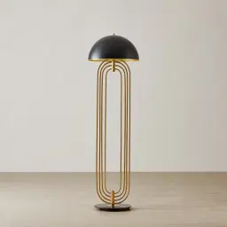 Diana Brushed Gold Metal Floor Lamp Black Metal Shade