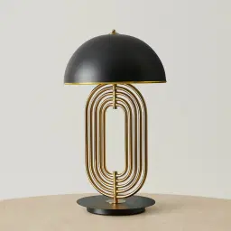 Diana Brushed Gold Metal Table Lamp Black Metal Shade